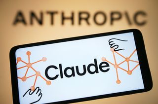 Anthropic Claude logo displayed on a smartphone with company logo in background