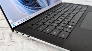 A closeup of the Dell XPS 15's keyboard