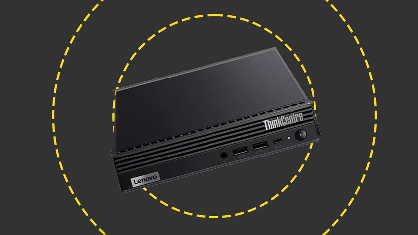 The Lenovo ThinkCenter M70q Gen 4 on the ITPro background