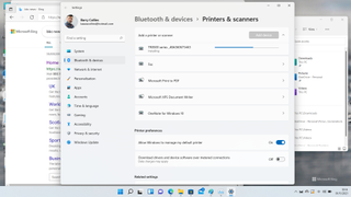 Screenshot showing a list of available printers on Windows 11