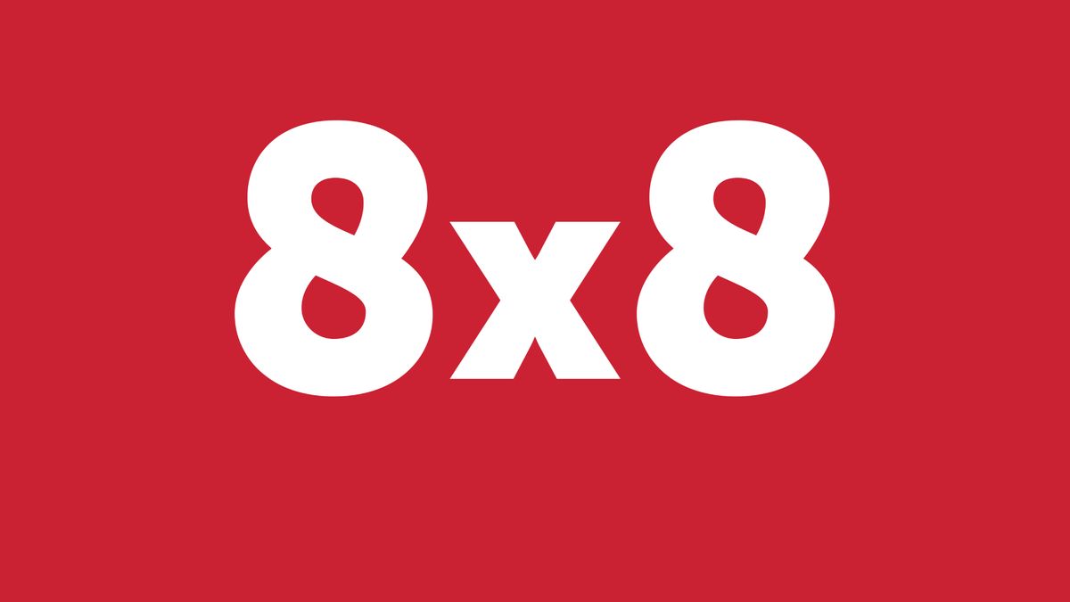 8x8 company logo - white text on red background