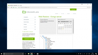 Screenshot showing the Crashplan site and its backup scheduling system