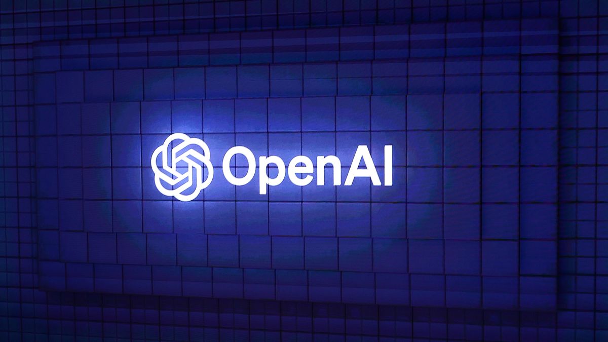 OpenAI logo and branding pictured at Mobile World Congress 2024 in Barcelona, Spain.