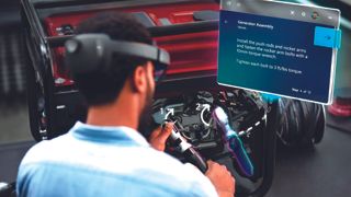 Somebody using the HoloLens 2 in a practical setting