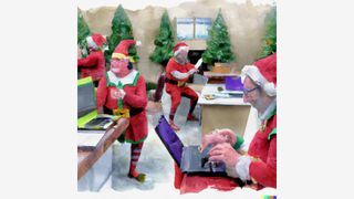 Elves working in a watercolour style generated by AI