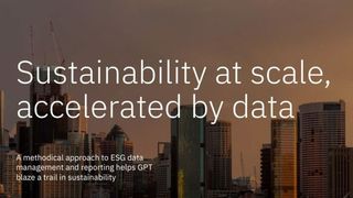 Whitepaper cover with title over an image of a city scape at sunset