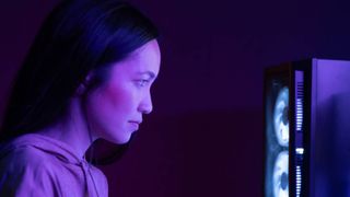 woman working on her desktop