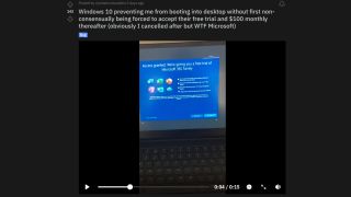 Microsoft 365 advert in windows 10 that cannot be exited