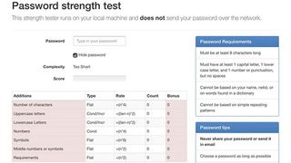 the UIC password strength test