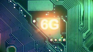 The word '6G' on a circuit board that has a green and blue tinge