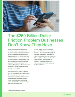 Whitepaper cover with title and text and top image of female using a smartphone