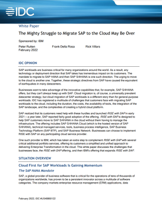 Whitepaper cover with title and text and IDC logo on blue header banner