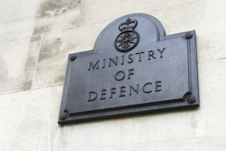 Ministry of Defence (MoD) plaque in London, UK.