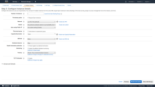 A screenshot of the AWS configuration page