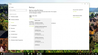 A screenshot showing built-in backup tools in the Windows operating system