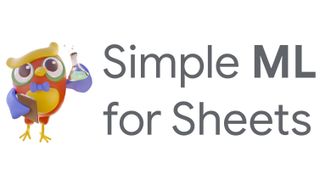 A CGI owl holds a conical flask containing green liquid stands next to the words 'Simple ML for Sheets'