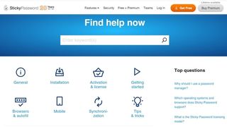 Sticky Password's online support webpage