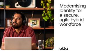 Whitepaper cover with image of man staring out of shot wearing headphones in front of a laptop, with bookcase behind him