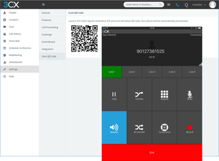 3CX speeds up iOS softphone registration by providing a QR code in the user's web portal