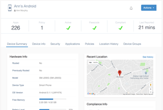 A screenshot of Hexanode's MDM solution in action