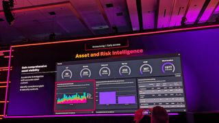A screen showing Asset and Risk Intelligence live onstage at Splunk .conf24.