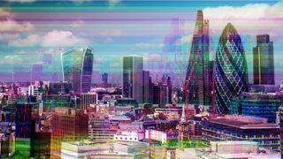 A digital depiction of London's financial district