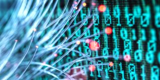 Fiber optics carrying computer virus attacking binary code