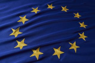Close up shot of the flag of the European Union