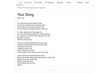 Lyrics on google screenshot