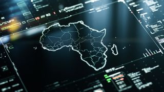 Africa outline of continent in digital aesthetic