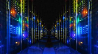 A server corridor for a supercomputer installation 