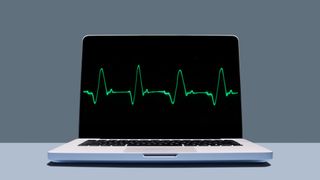 A laptop with a life monitor