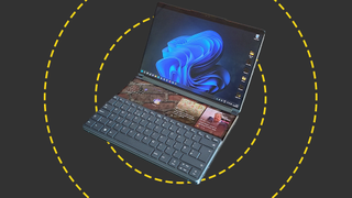 The Lenovo Yoga Book i9 on the ITPro background