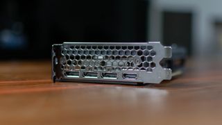A closeup of the Palit RTX 3060 Dual's ports