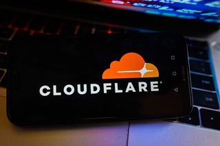 Cloudflare logo displayed on a smartphone
