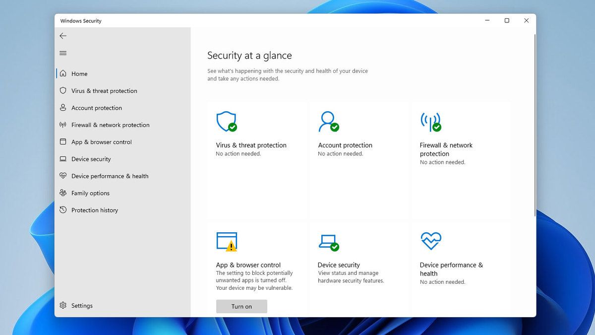 Microsoft Defender user interface 