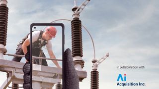 Whitepaper from Samsung on rugged devices, with image of workman wearing hardhat working on a tech platform