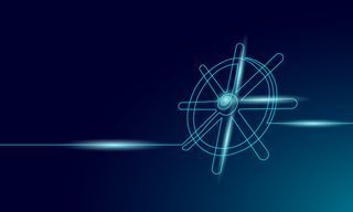 Kubernetes symbol of a ship wheel representing application development