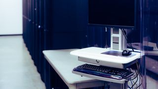server room with server control machine in close-up