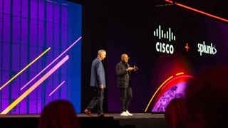 Jeetu Patel EVP and GM, security and collaboration at Cisco, live onstage with Tom Casey, SVP and GM of products and technology at Splunk at Splunk .conf24.
