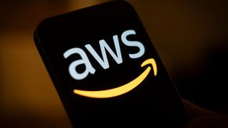 AWS logo on smartphon with blurred background