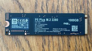 A photograph of the rear of the Crucial P5 Plus