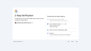 A screen shot of the Gmail MFA page