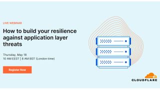 Webinar screen with title and drawn image of a server on right side with orange ripple lines behind it