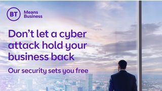 Whitepaper from BT on how to embed a cybersecurity culture, with image of a businessman looking out of an office in a high-rise building