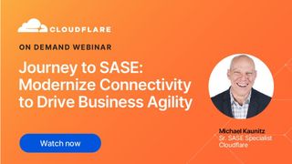 Orange webinar screen with title and contributor image