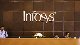 The reception at the Infosys office in Bengaluru, India.