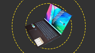 The Asus Zenbook 14 OLED on the ITPro background