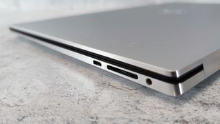 A photograph of the Dell XPS 15's SD card reader