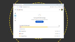 A screen shot of Google Drive storage capacity